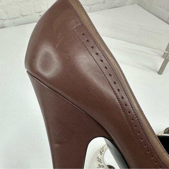 Bottega Veneta Women’s Brown Designer Oxford Leather Platform Heels EU 40 - Picture 12 of 15